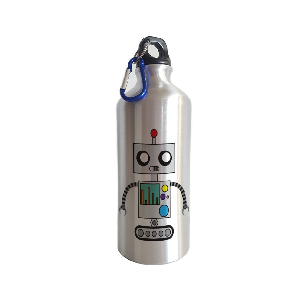 Borraccia personalizzata con robot e nome per bambini