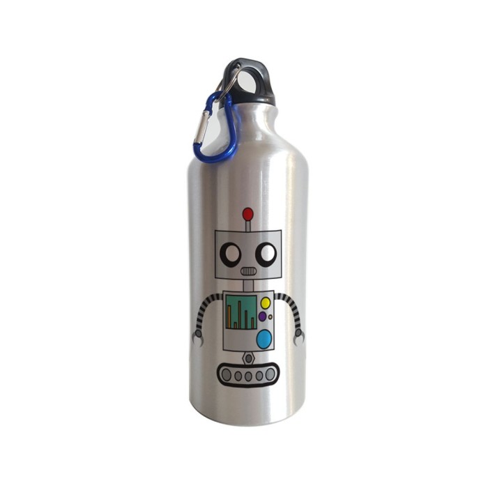 Borraccia personalizzata con robot e nome per bambini