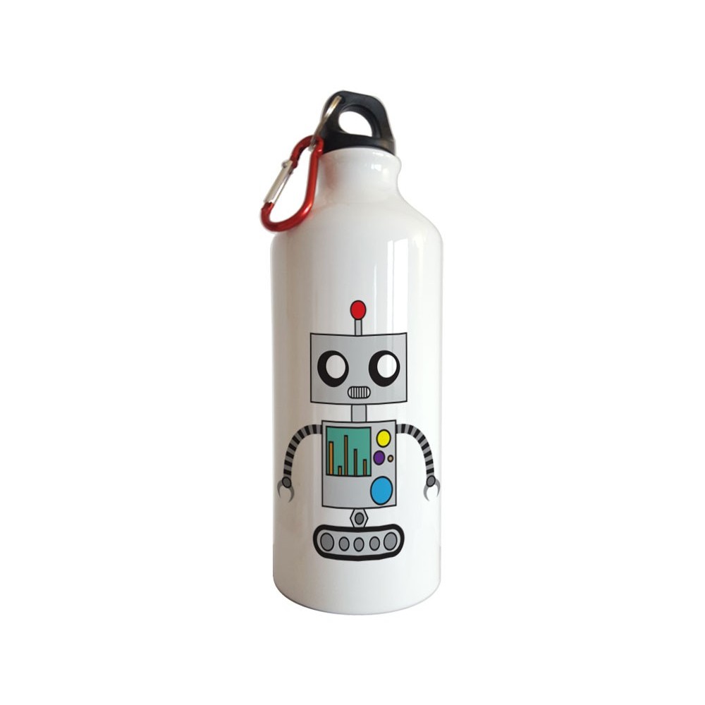 Borraccia personalizzata con robot e nome per bambini