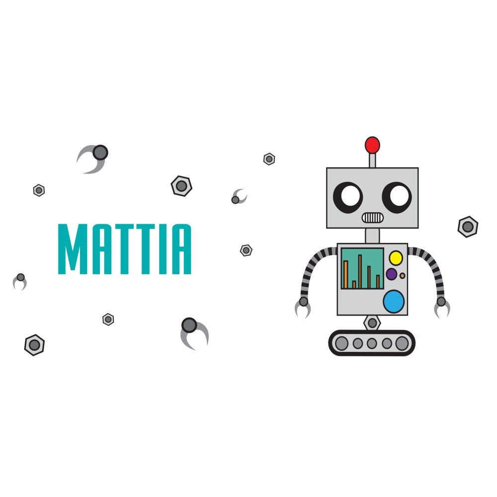 Borraccia personalizzata con robot e nome per bambini