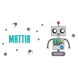 Borraccia personalizzata con robot e nome per bambini