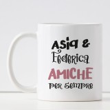 Tazza per le migliore amiche personalizzata con nomi e disegno cactus e palloncino