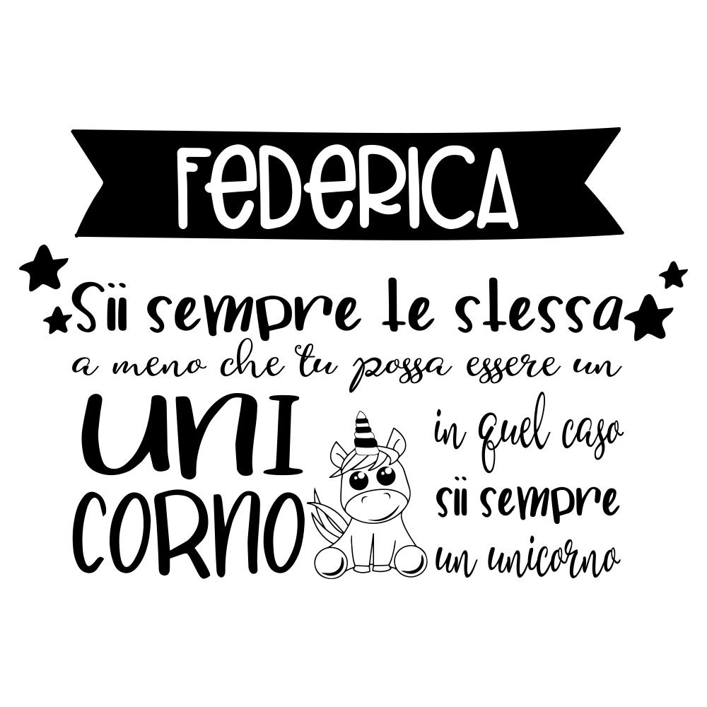 Adesivo murale wallsticker personalizzato "Sii un unicorno"