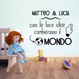 Adesivo murale wallsticker bimbi cambieranno il mondo personalizzato con nomi