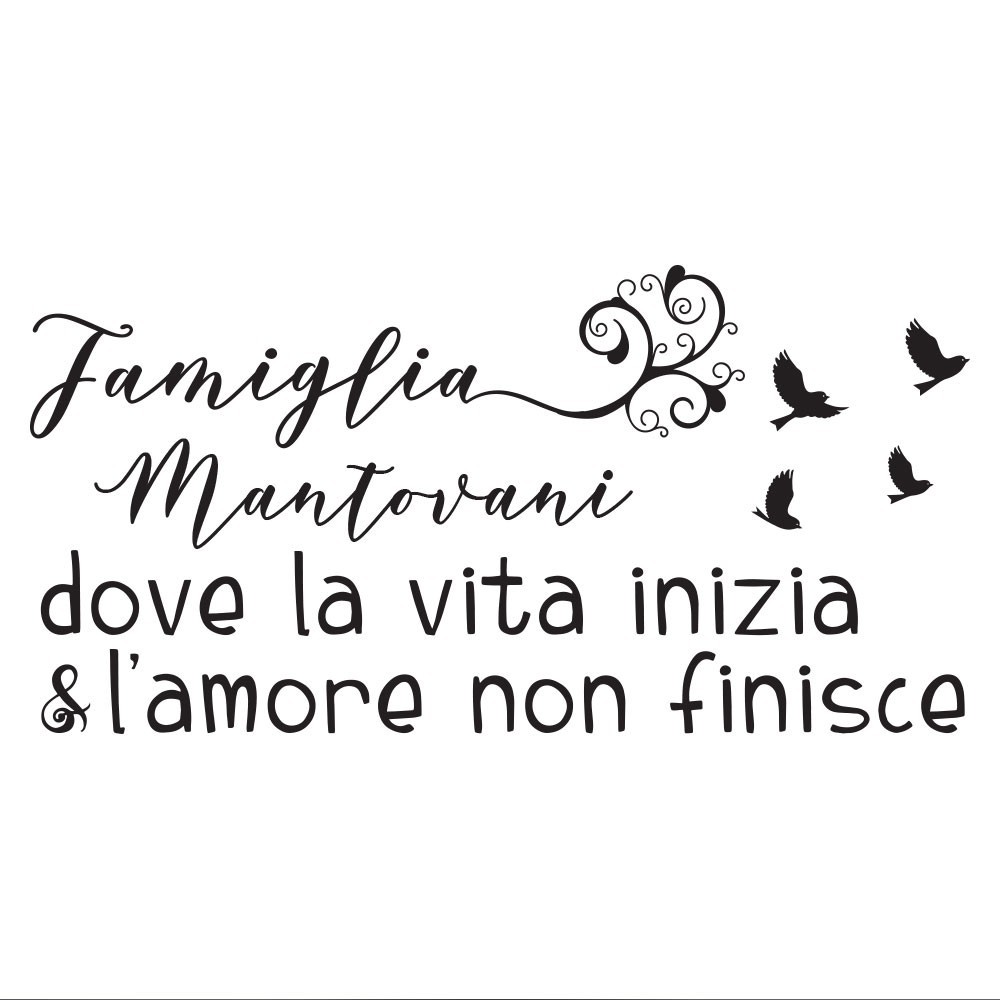 Adesivo murale wallsticker famiglia dove la vita inizia personalizzato