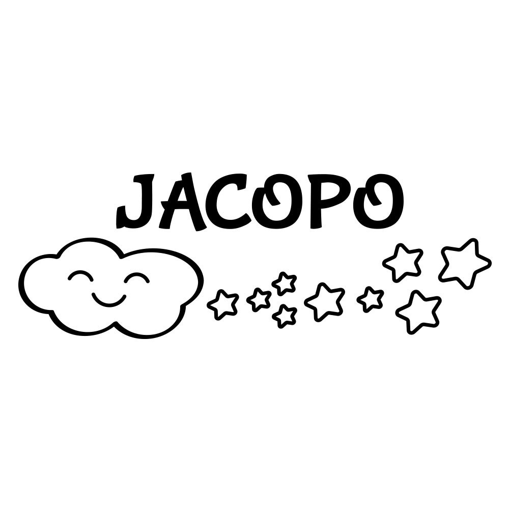 Adesivo murale wallsticker personalizzato nome con nuvola e stelle