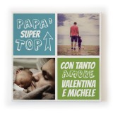 Quadro in tela canvas per il papà super top, personalizzato con due foto e nome