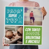Quadro in tela canvas per il papà super top, personalizzato con due foto e nome