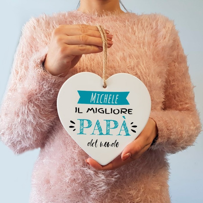 Cuore in ceramica il migliore papà del mondo