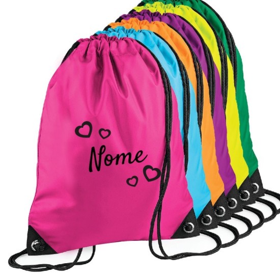 Zainetto personalizzato con cuori e nome