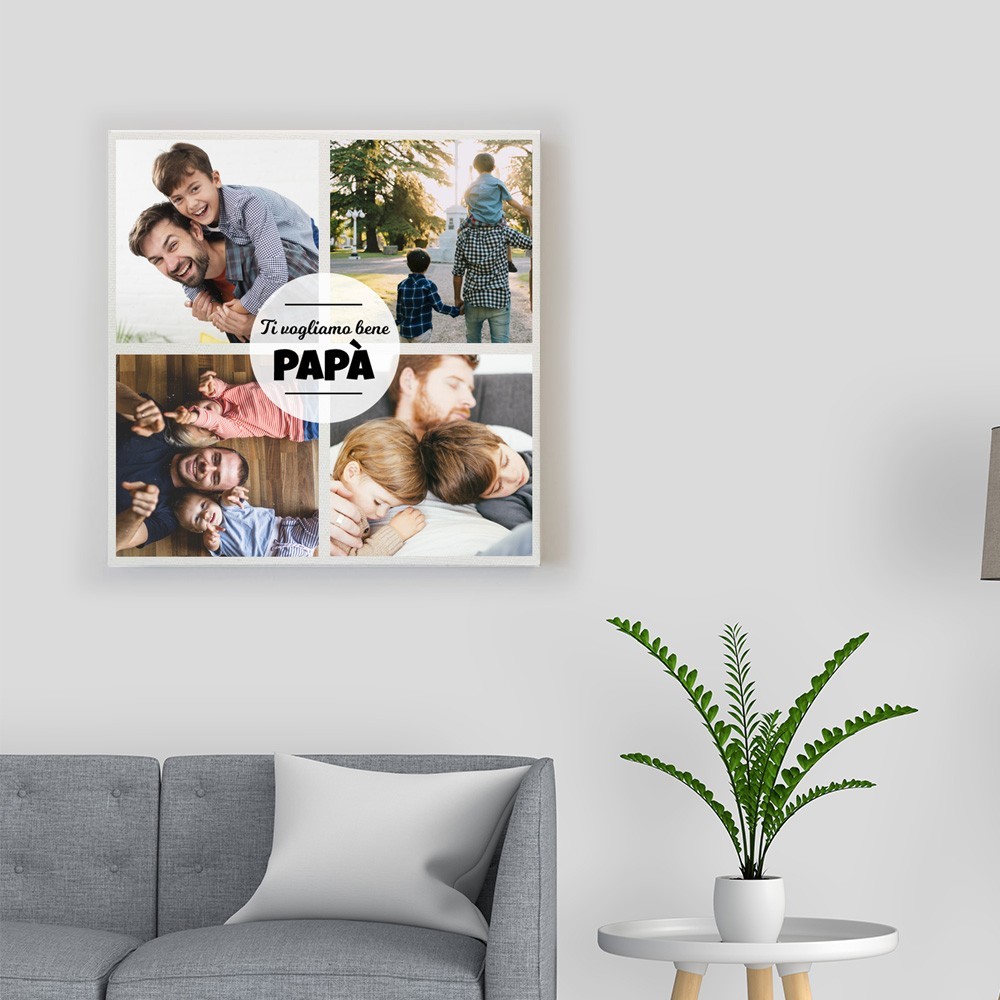 Quadro in tela canvas per il papà, personalizzato con  quattro foto
