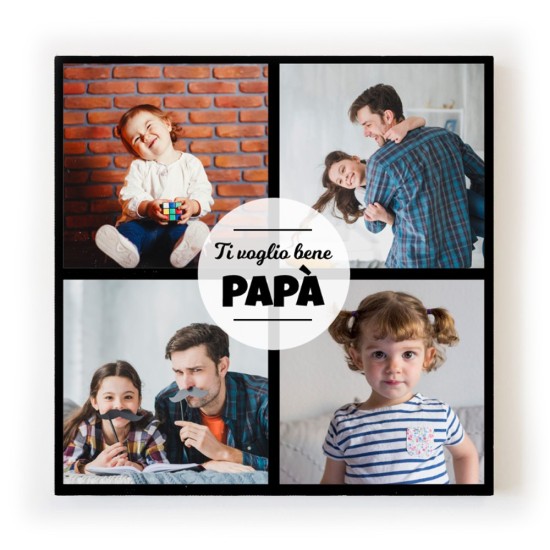Quadro in tela canvas per il papà, personalizzato con  quattro foto