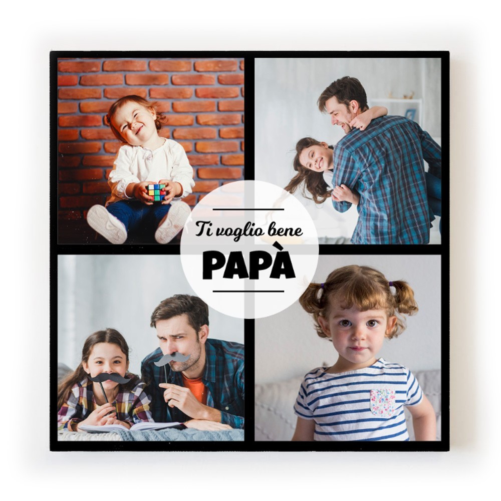 Quadro in tela canvas per il papà, personalizzato con  quattro foto