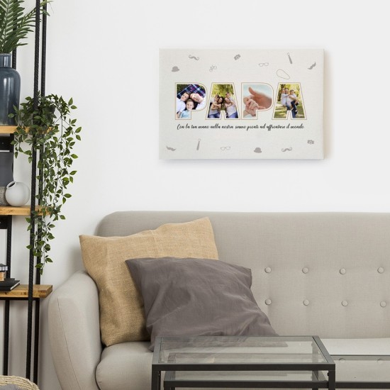 Quadro in tela canvas per il papà, personalizzato con foto e dedica