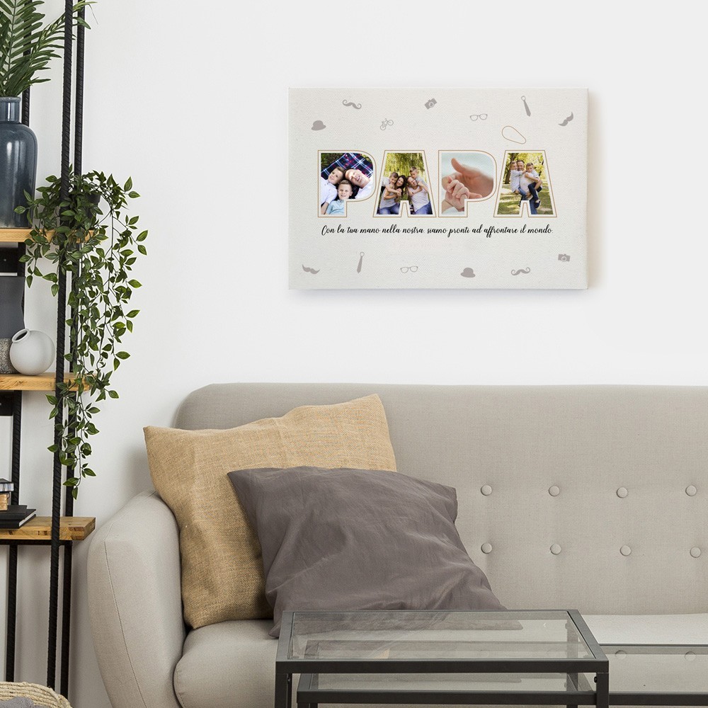 Quadro in tela canvas per il papà, personalizzato con foto e dedica