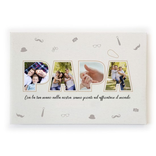Quadro in tela canvas per il papà, personalizzato con foto e dedica