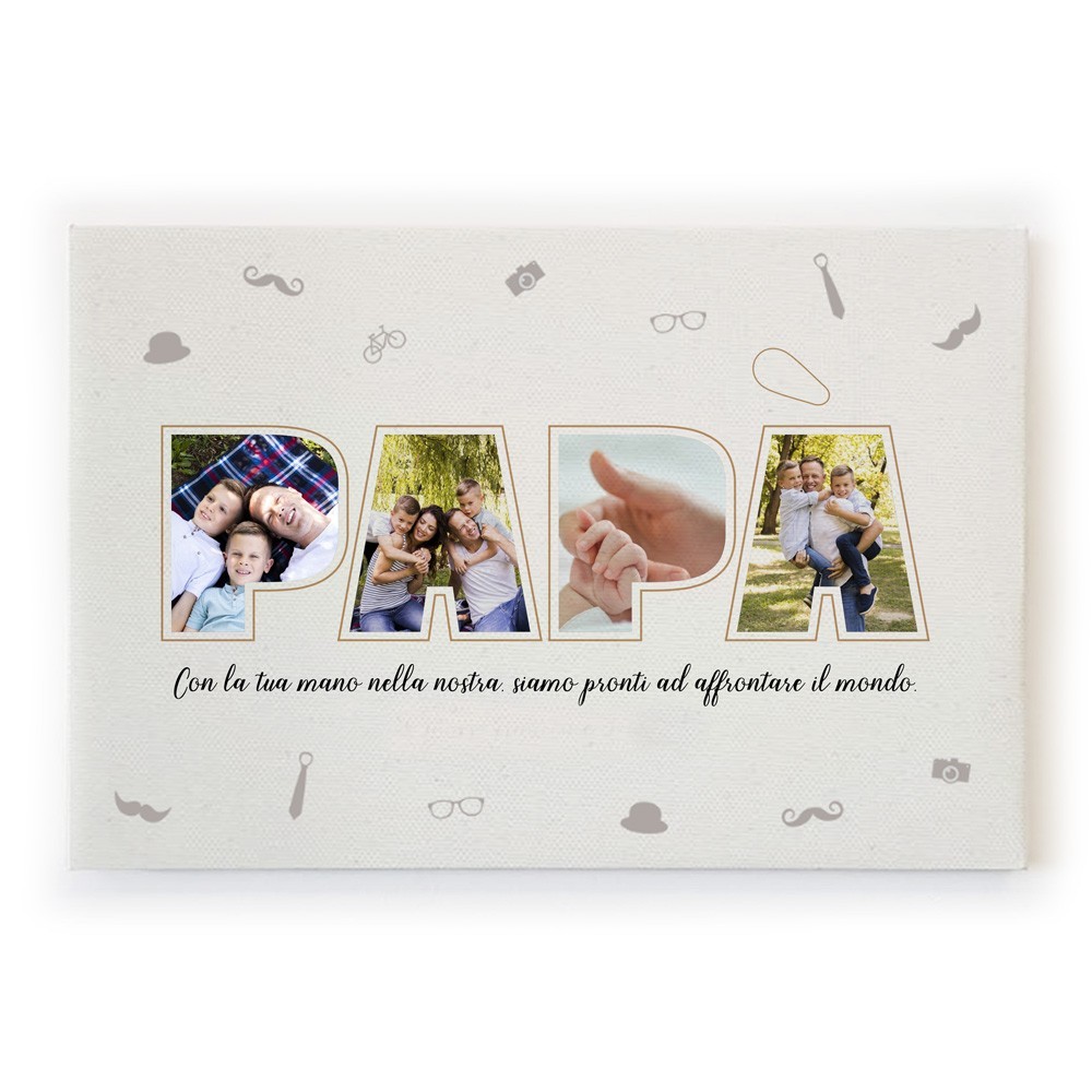 Quadro in tela canvas per il papà, personalizzato con foto e dedica