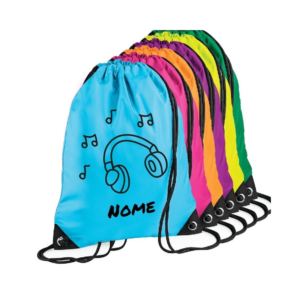 Zainetto personalizzato con cuffie e nome