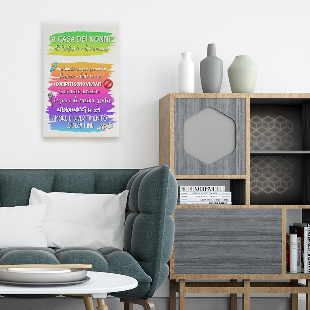 Quadro in tela canvas "A casa dei nonni" personalizzato con nomi