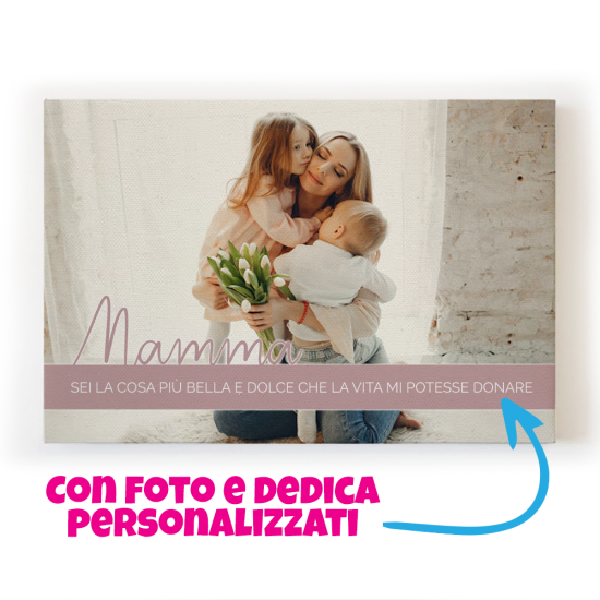 Quadro in tela canvas per la mamma, personalizzato con foto e dedica