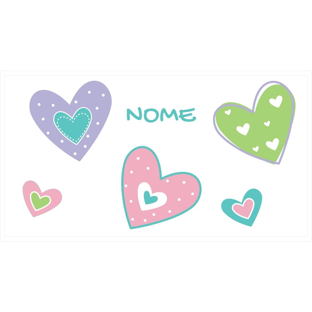 Borraccia da bambini con cuori colorati e nome