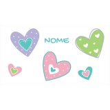Borraccia da bambini con cuori colorati e nome