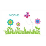 Borraccia da bambini disegno farfallina e fiori con nome