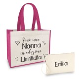 Borsa Shopper multiuso personalizzata per la nonna, e pochette con nome