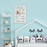 Quadro nascita bambino, in tela canvas con foto e dati nascita