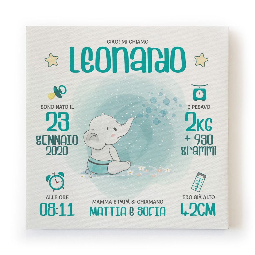 quadro nascita personalizzato