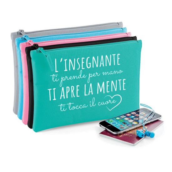 Pochette/astuccio per maestra"L'insegnante ti prende per mano" personalizzata con nome e classe