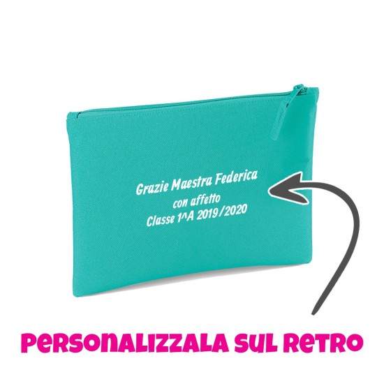 Pochette/astuccio per maestra"Nessun bambino è perduto" personalizzata con nome e classe