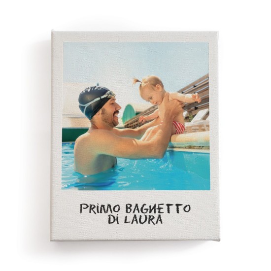 Quadro in tela canvas stile polaroid personalizzato con foto e testo