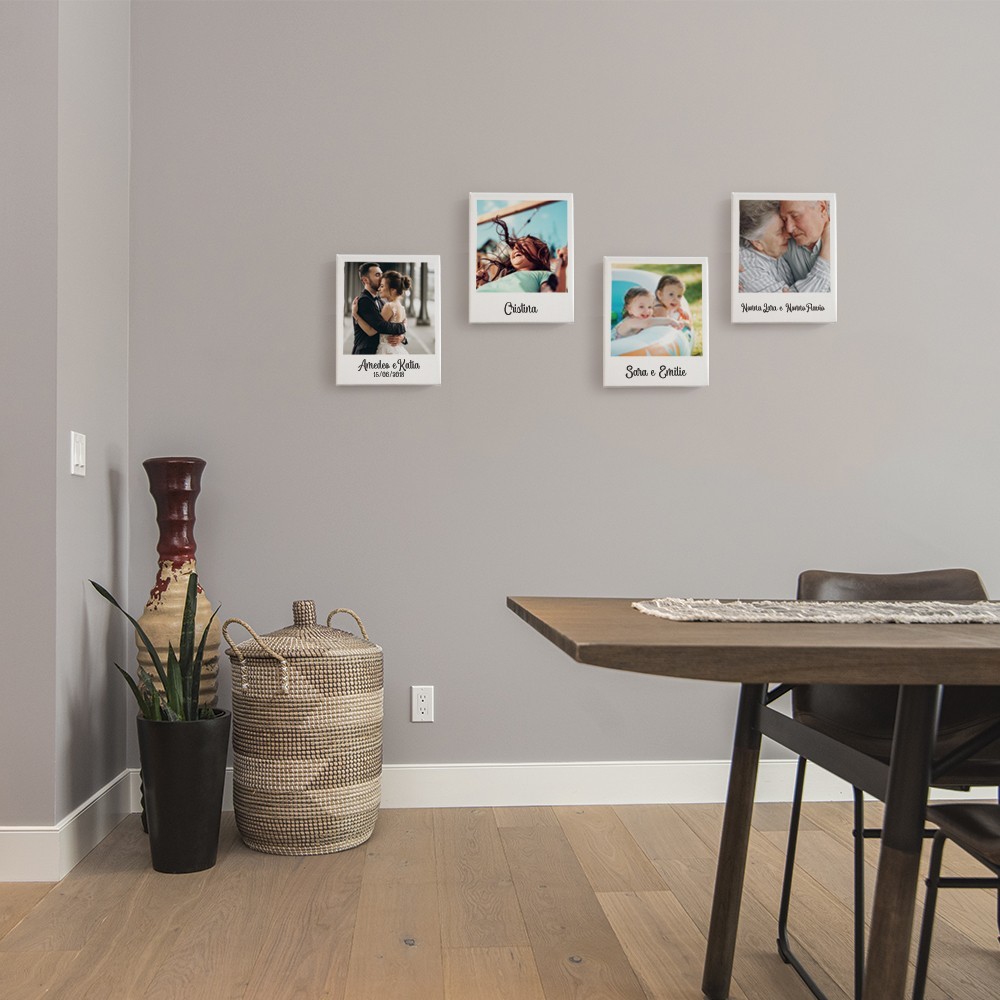 Quadro in tela canvas stile polaroid personalizzato con foto e testo