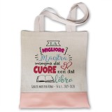 Shopper regalo maestra personalizzata "La migliore maestra insegna dal cuore non dal libro"
