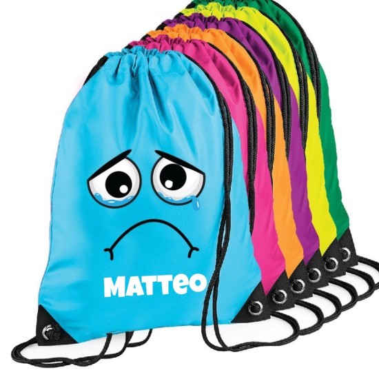 Sacca zainetto smile triste con nome personalizzato