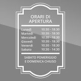 Orario adesivo apertura personalizzato per la vetrina del tuo negozio Tipo4
