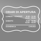 Orario apertura adesivo per la vetrina del tuo negozio o attività, personalizzato Tipo5