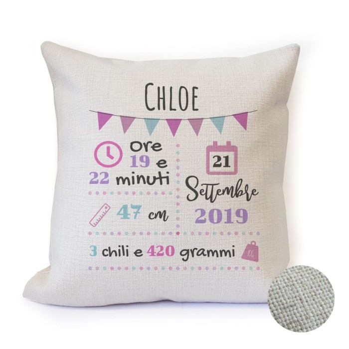 cuscino nascita regalo personalizzato