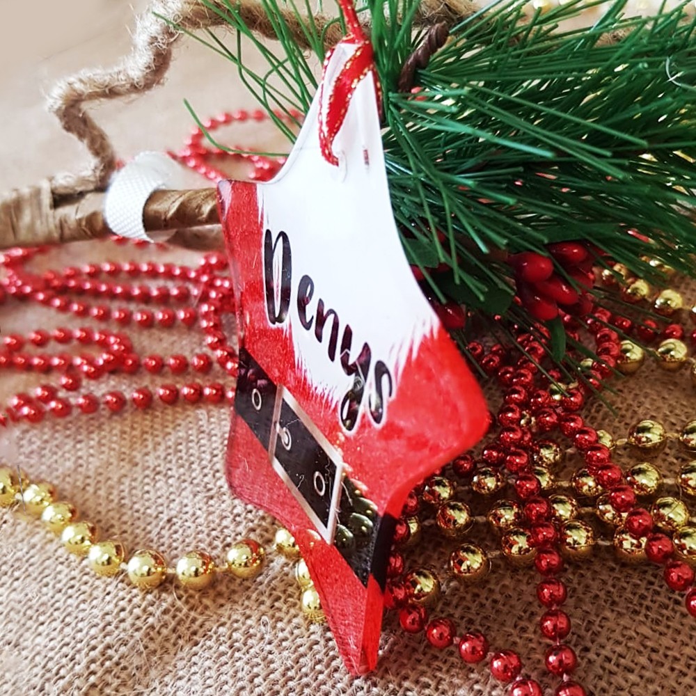 Addobbo natalizio Babbo Natale stella in plexiglass personalizzato con nome/nomi