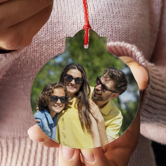 Addobbo natalizio sfera in plexiglass personalizzata con foto