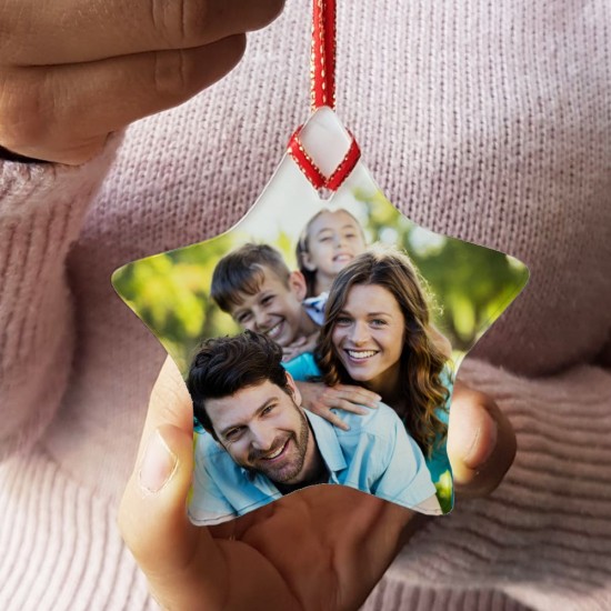 Addobbo natalizio stella in plexiglass personalizzato con foto