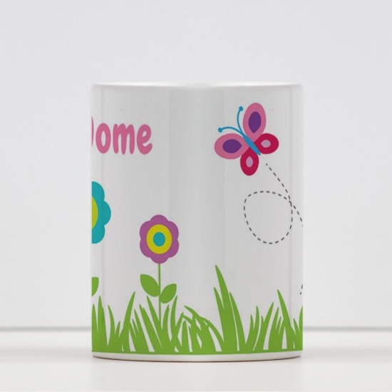 Tazza bambina con fiori e farfalla