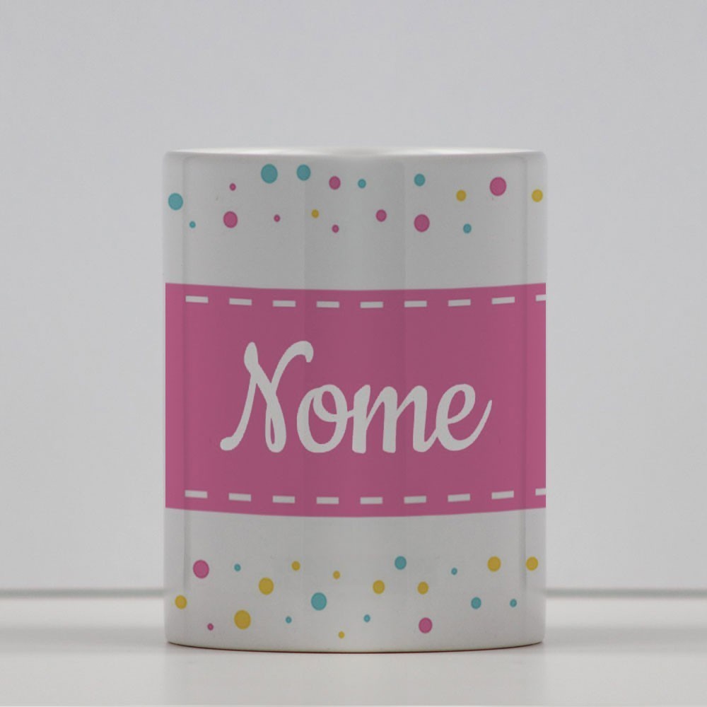 Tazza con striscia rosa personalizzabile con nome