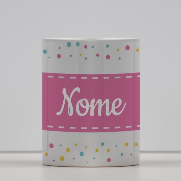 Tazza con striscia rosa personalizzabile con nome