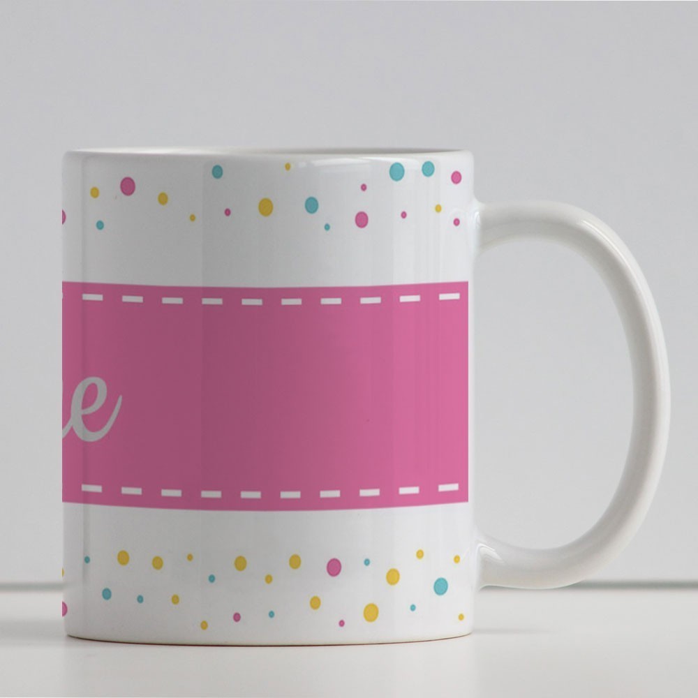 Tazza con striscia rosa personalizzabile con nome
