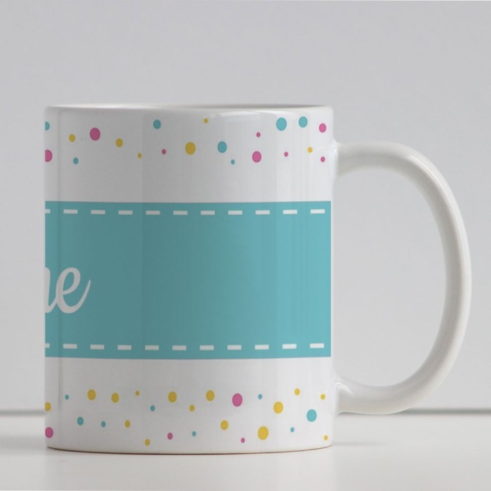 Tazza con striscia azzurra personalizzabile con nome