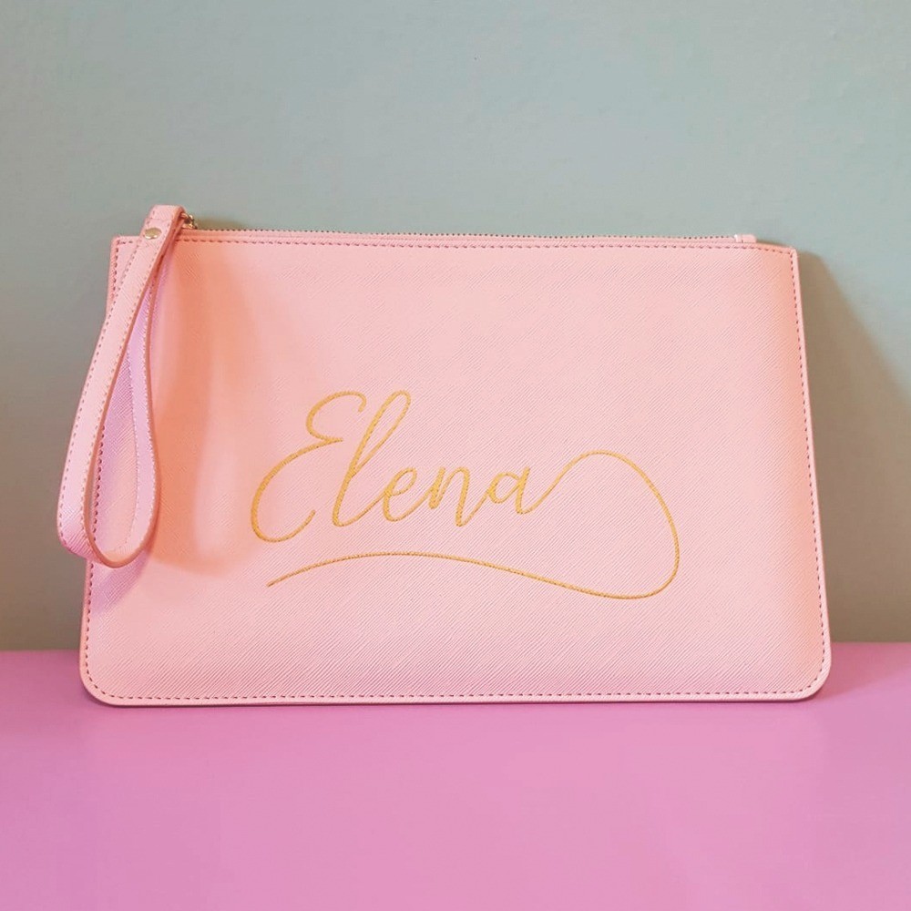 Pochette in ecopelle personalizzata con nome