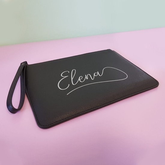 Pochette in ecopelle personalizzata con nome