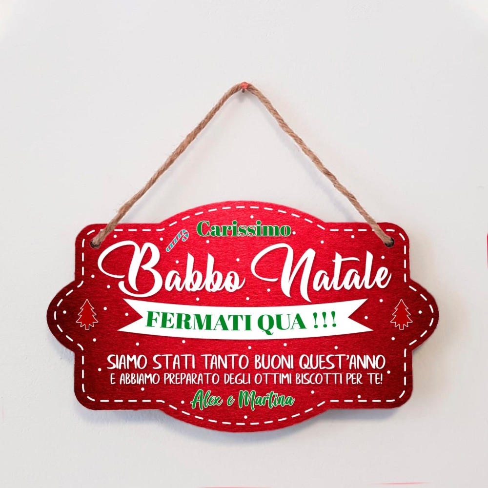 Targa natalizia per Babbo Natale personalizzata con nome /nomi